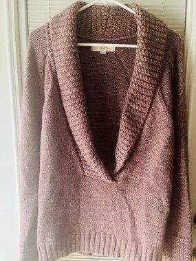LOFT Alpaca Blend Cowl Neck Sweater Dusty Rose XL